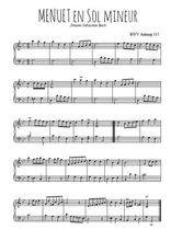 Téléchargez l'arrangement pour piano de la partition de Menuet en sol mineur en PDF